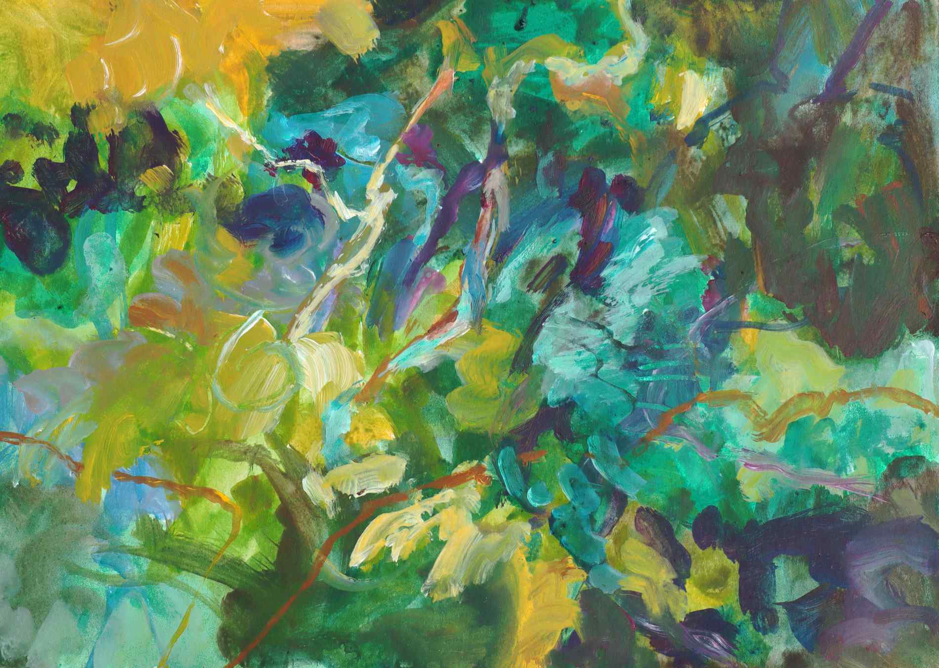 blaugrüngelbes Blattgewühle